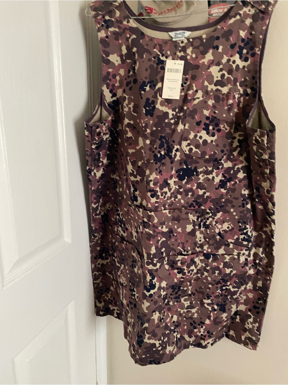 Duluth Trading Co Sleeveless Mini Dress in Brown Multi Print